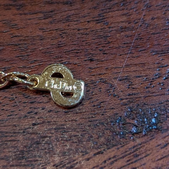 Vintage Christian Dior Chevron Enamel and Rhinestone Gold tone Necklace - Picture 6 of 10